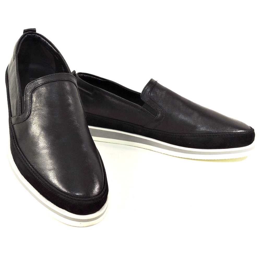 BALDININI 🇮🇹 MEN'S BLACK LEATHER & SUEDE COMFORT SUMMER LOAFERS - Picture 8 of 8